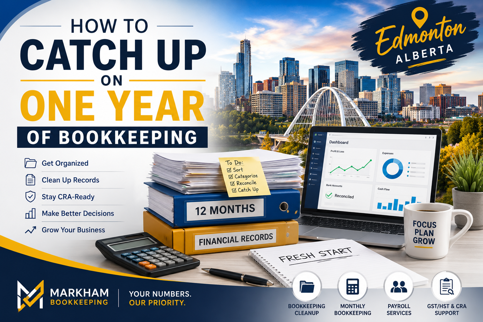 Read more about the article How to Catch Up on One Year of Bookkeeping: A Practical Guide for Edmonton Small Business Owners