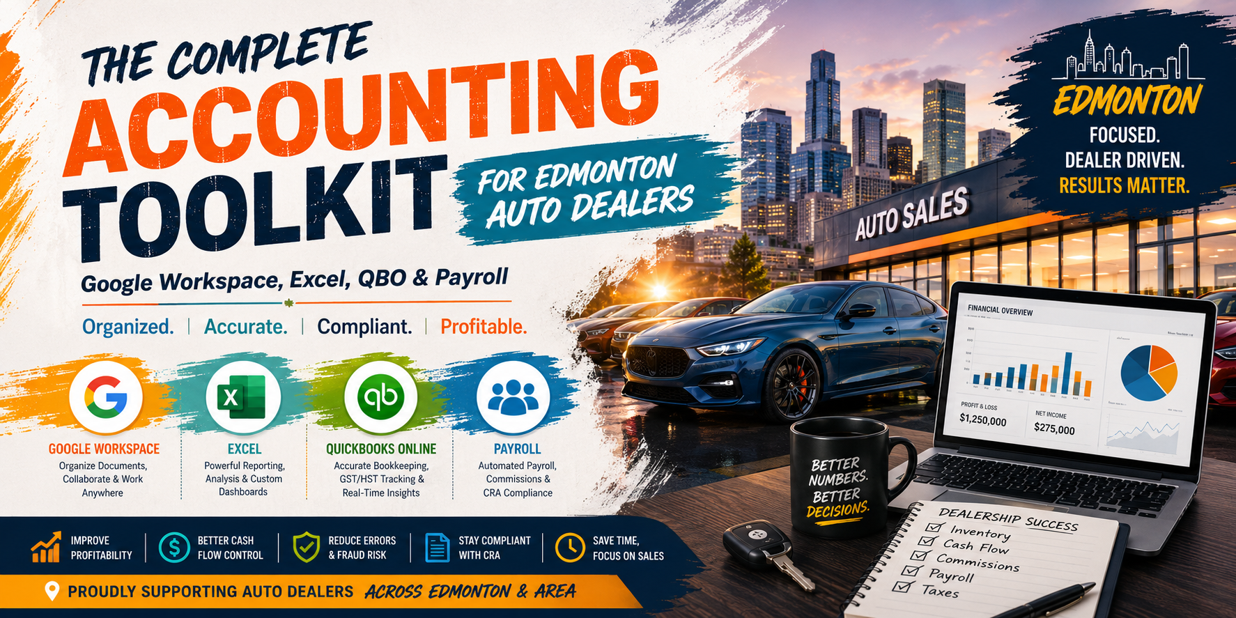 Read more about the article The Complete Accounting Toolkit for Edmonton Auto Dealers: Google Workspace, Excel, QBO & Payroll