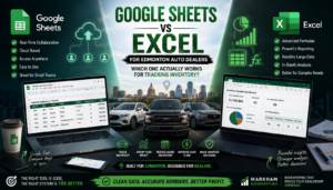 Read more about the article Google Sheets vs Excel for Edmonton Auto Dealers: Which One Actually Works for Tracking Inventory?