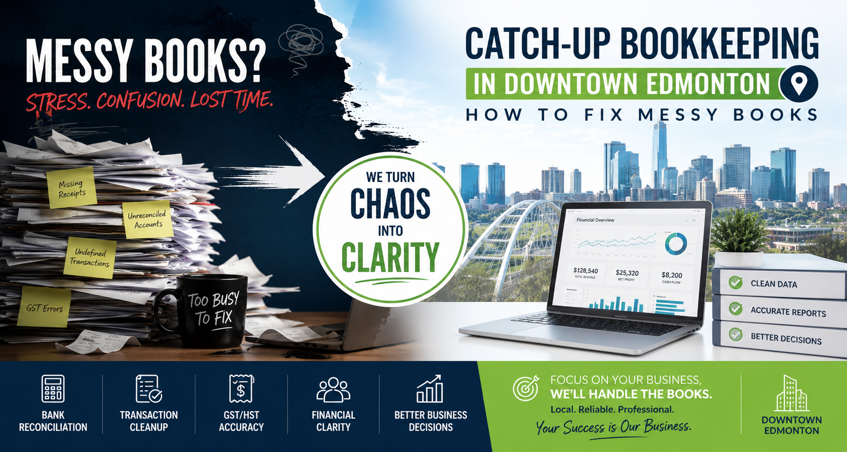 Read more about the article Catch-Up Bookkeeping in Downtown Edmonton: How to Fix Messy Books